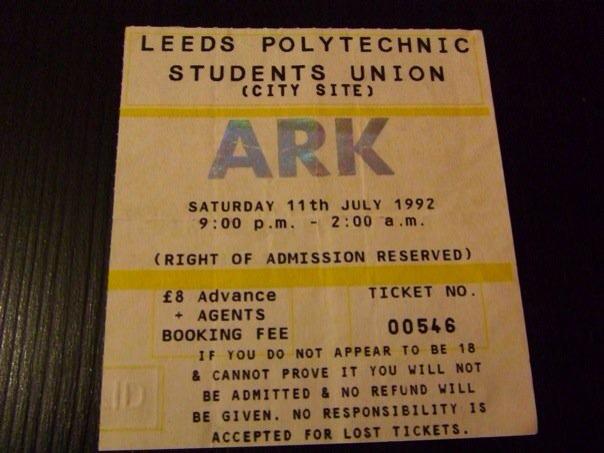 Ark Leeds Poly 11th July 1992 Ticket 2